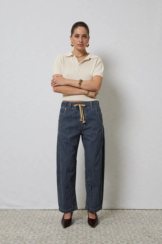 Active Indigo Stripe Barrel Jeans