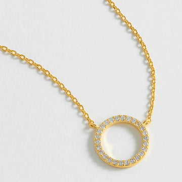 Large Pave Set Cz Circle Necklace