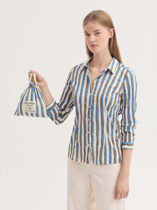 Broken Stripes Print Basic Shirt 99 (NTWWW011)