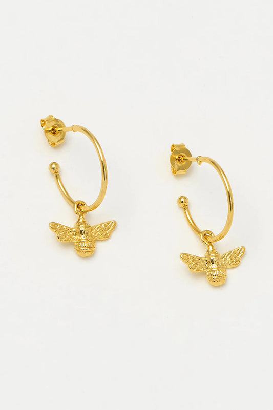 Bee Drop Hoop Earrings