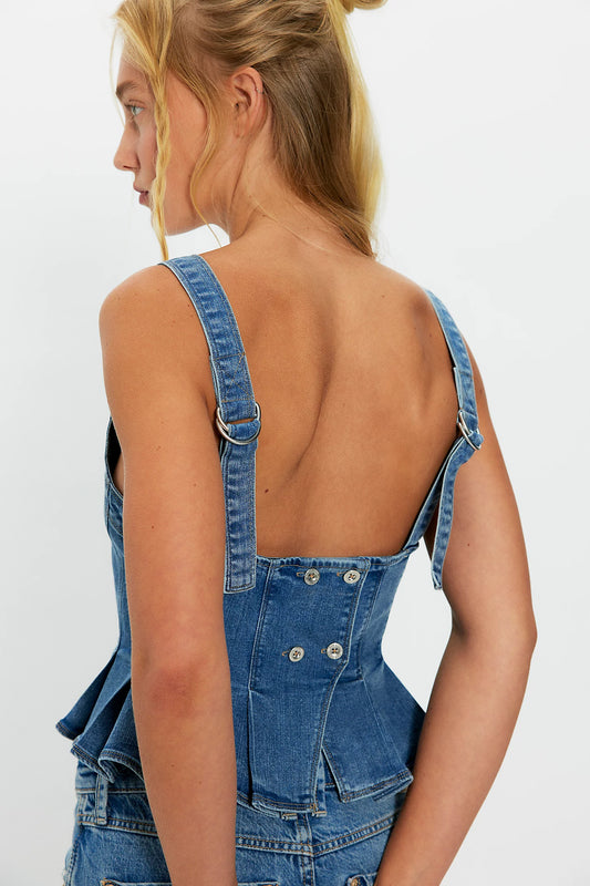 Sunfaded Denim Top in Blue